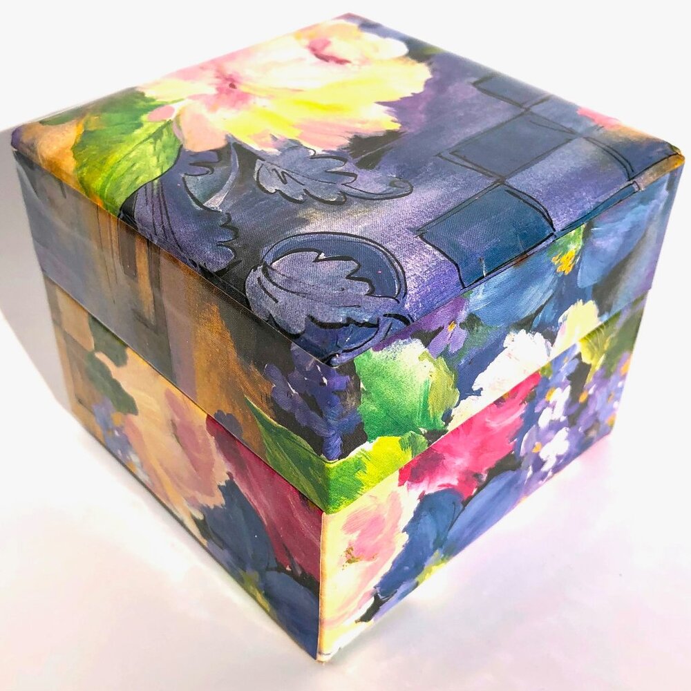 Floral Paper Covered Cardboard Trinket Box Keepsake Box storage cottagecore